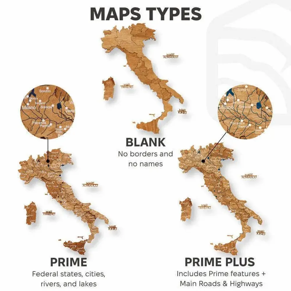 Other wall decoration - Wooden Map of Italy - Oak XL Blank - ENJOY THE WOOD