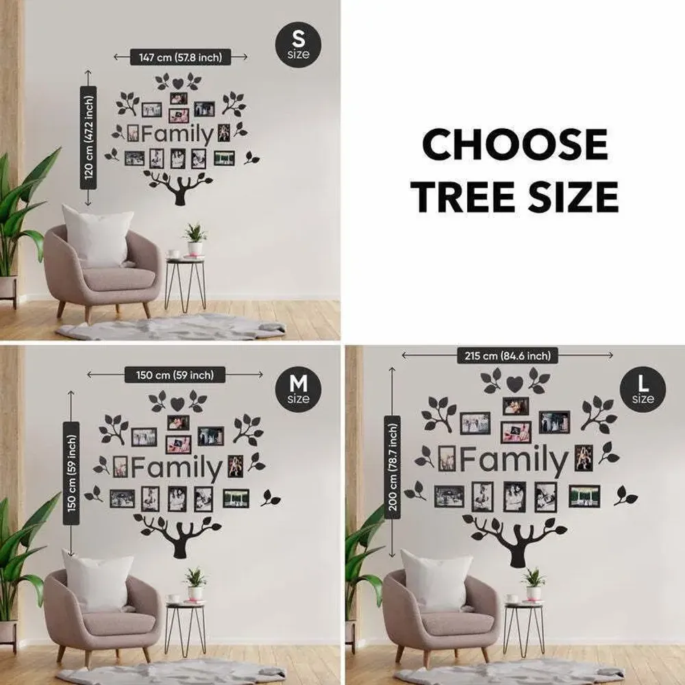 Autres décorations murales - Arbre Généalogique en Bois avec LED - Starlight M Noir LED - ENJOY THE WOOD