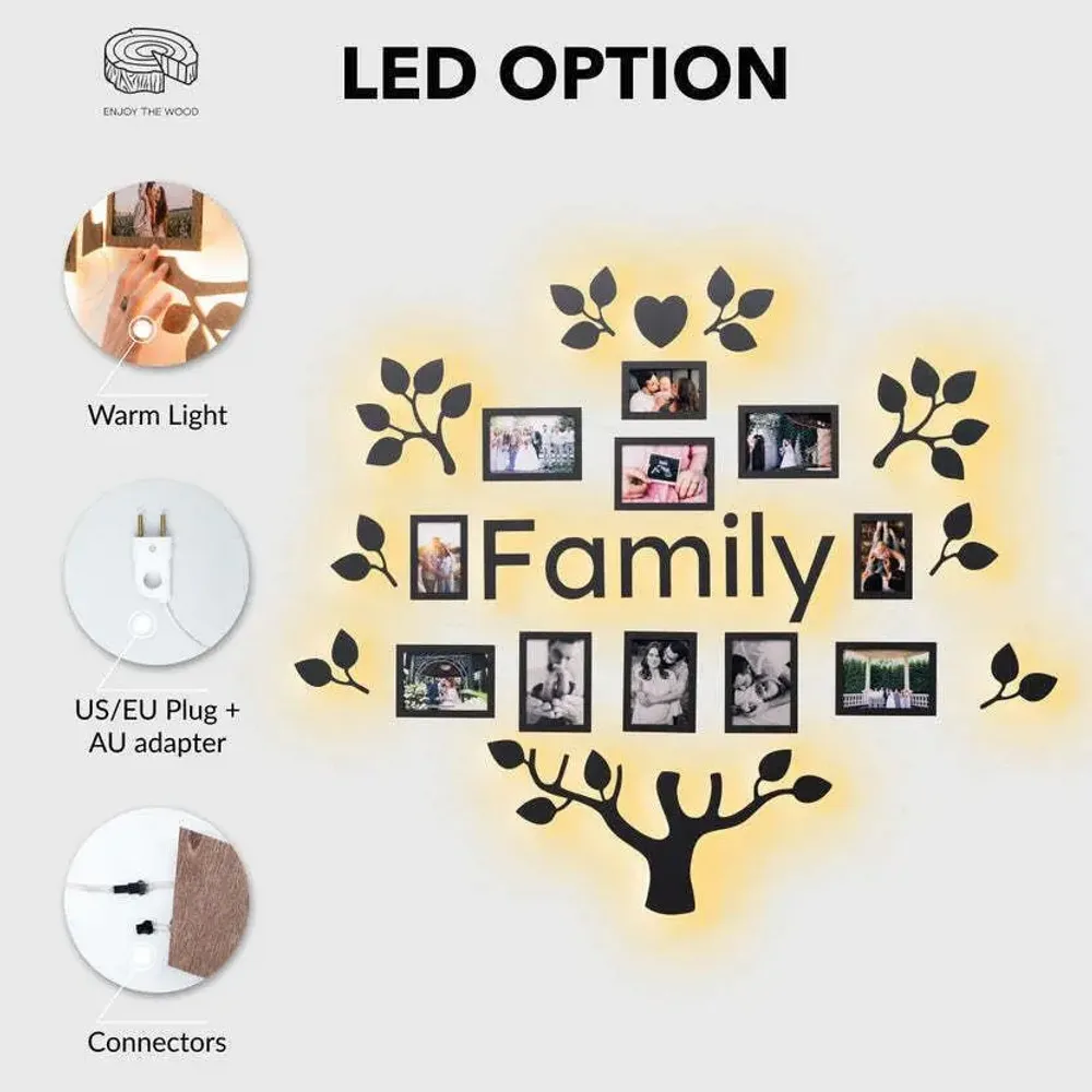Other wall decoration - Wooden Led Family Tree - Starlight L Dark Walnut LED - ENJOY THE WOOD