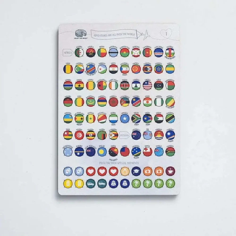 Decorative objects - Wooden Flag Sticky Pins - ENJOY THE WOOD