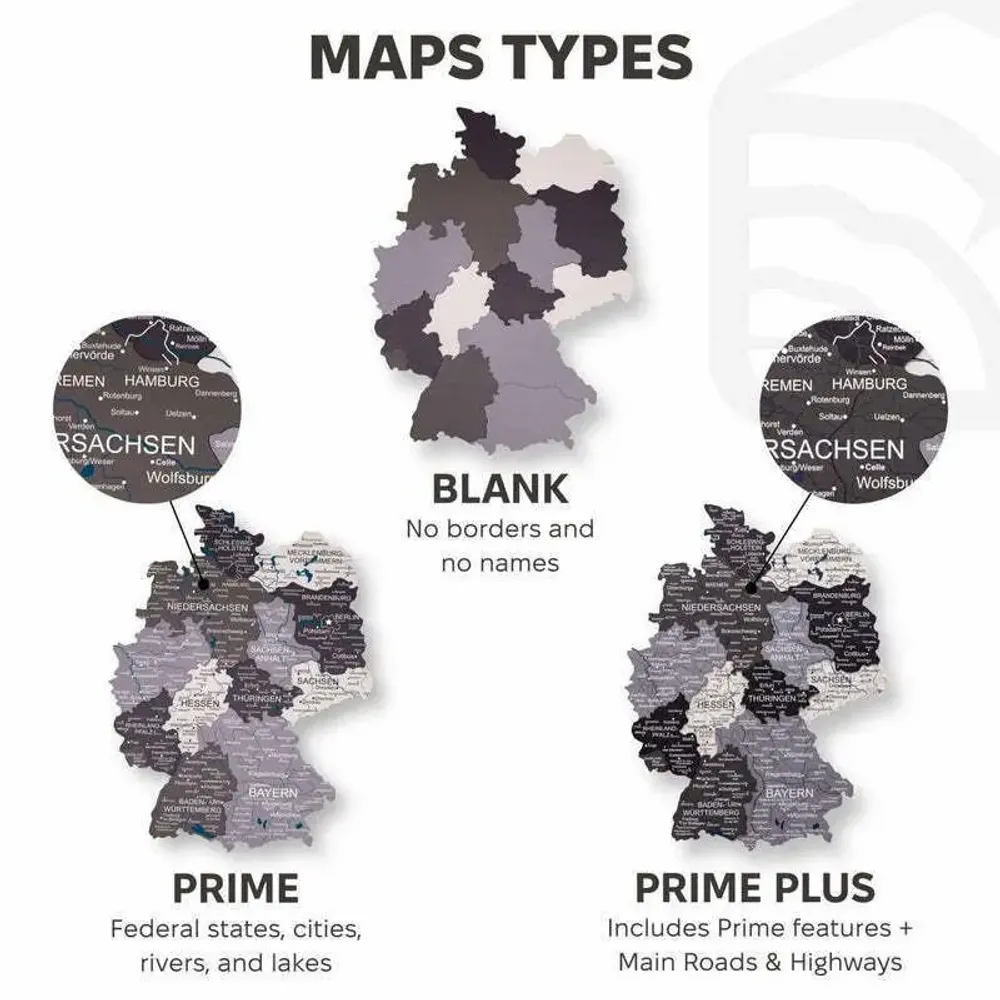 Other wall decoration - 3D Germany Wooden Map Nordik M Prime Plus - ENJOY THE WOOD