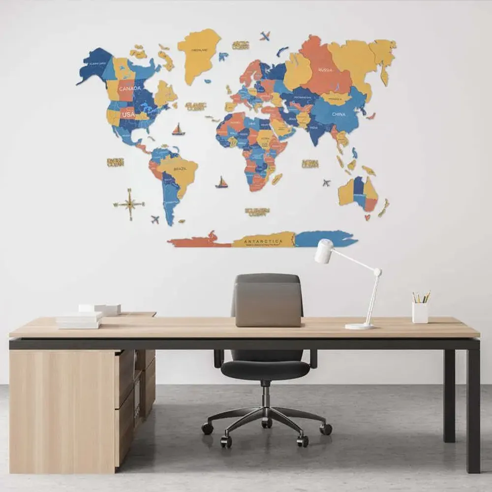 Autres décorations murales - Carte du Monde en Bois 2D Indie M - ENJOY THE WOOD