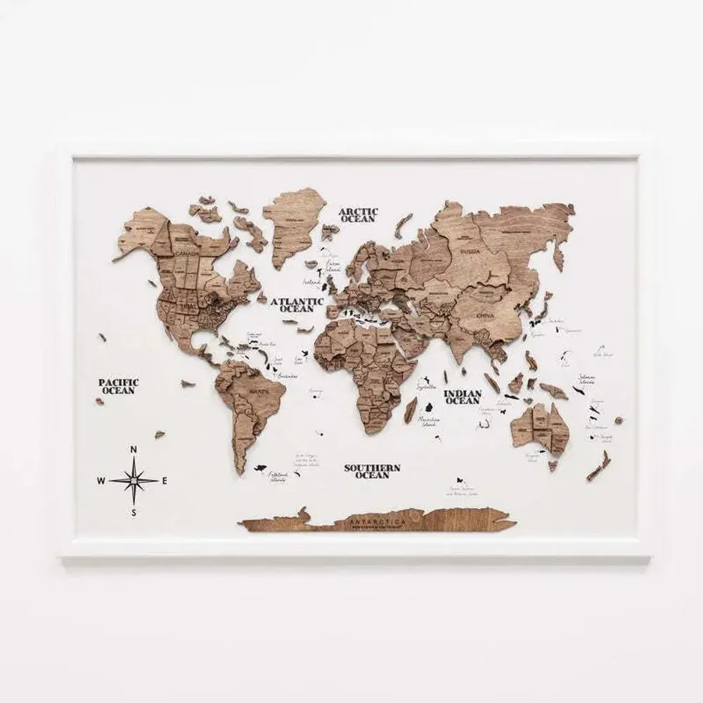 Other wall decoration - 3D Wooden Panel World Map Dark Walnut L Black - ENJOY THE WOOD