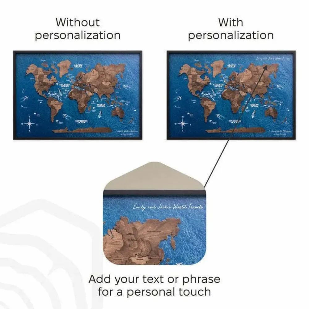 Other wall decoration - 3D Wooden Panel World Map Dark Walnut L Ocean - ENJOY THE WOOD