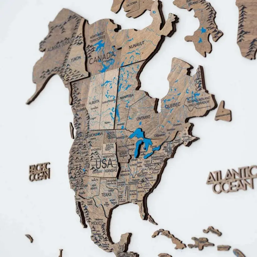 Autres décorations murales - Carte du monde en bois 3D Prime Plus Terra 3XL - ENJOY THE WOOD