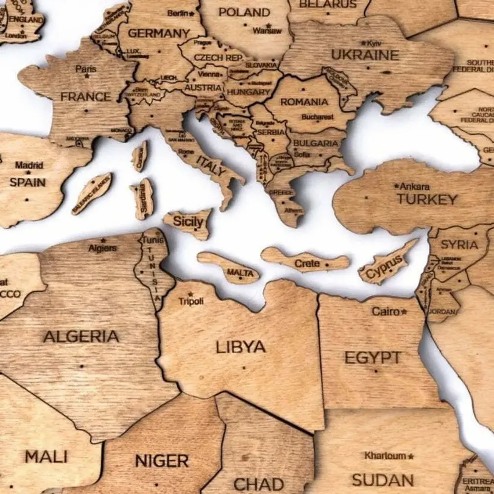 Other wall decoration - 3D Wooden World Map Prime Plus Gold 2XL - ENJOY THE WOOD