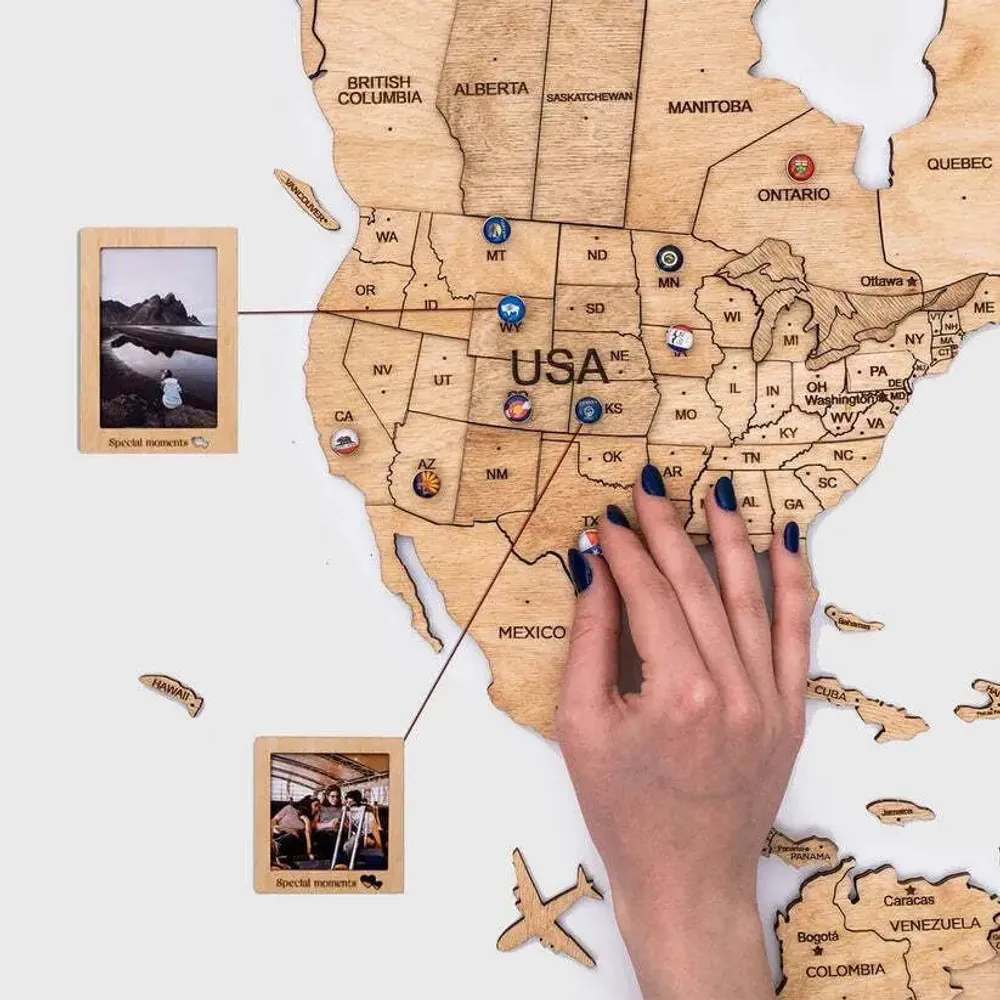 Autres décorations murales - Carte du Monde en Bois 3D Prime Or 3XL - ENJOY THE WOOD