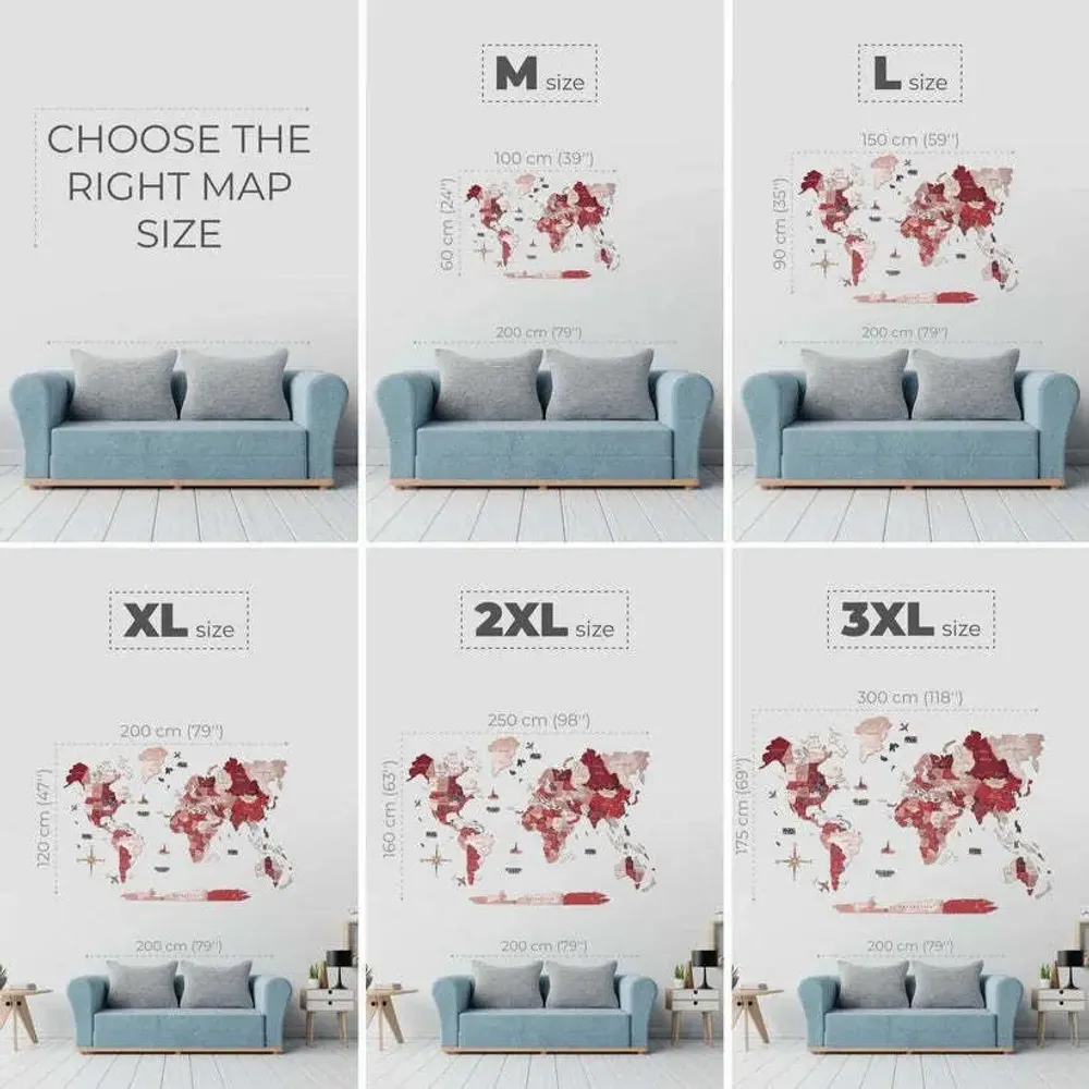 Other wall decoration - 3D Wooden World Map Prime Volcano 2XL - ENJOY THE WOOD