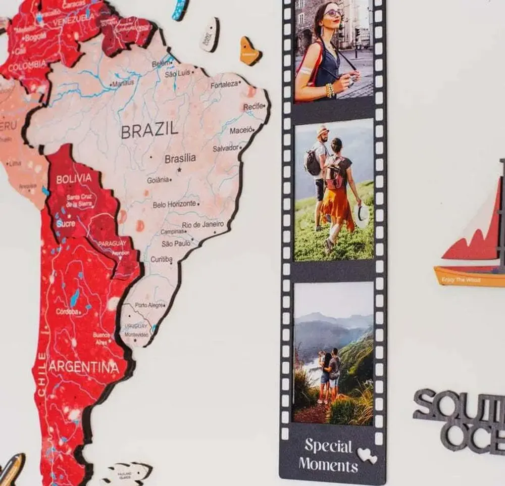 Other wall decoration - 3D Wooden World Map Prime Plus Volcano 3XL - ENJOY THE WOOD