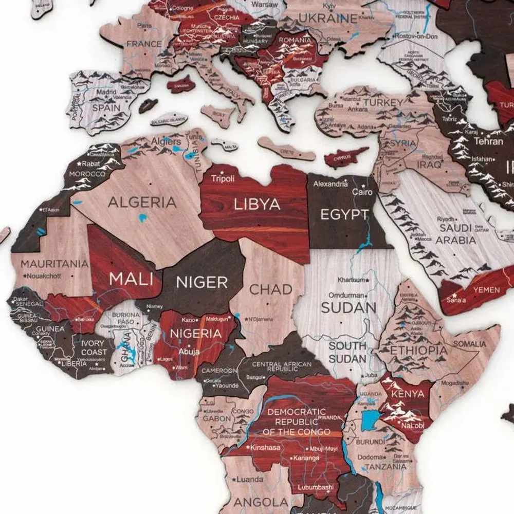 Other wall decoration - 3D Wooden World Map Prime Plus Urban L - ENJOY THE WOOD