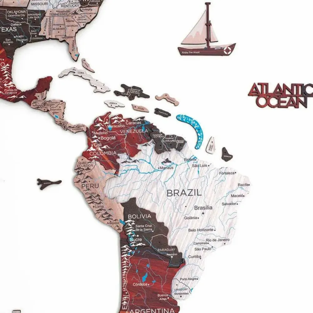 Other wall decoration - 3D Wooden World Map Prime Plus Urban M - ENJOY THE WOOD