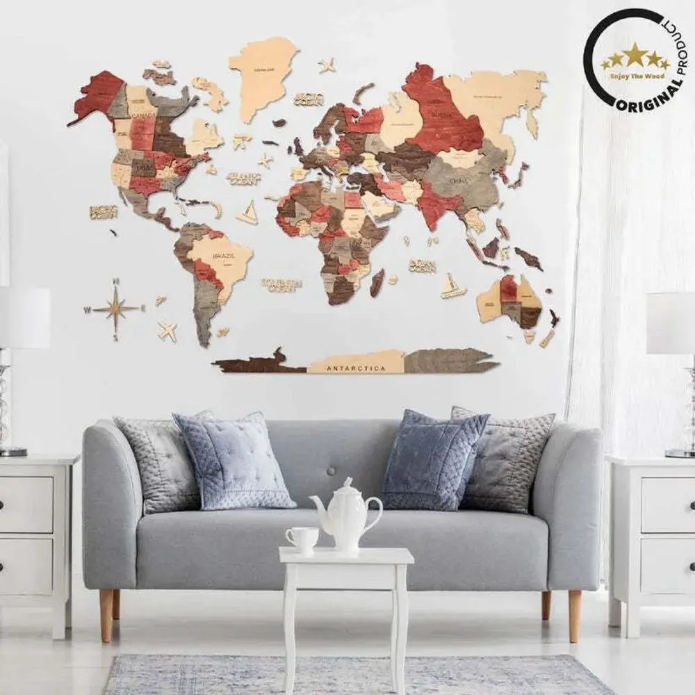 Autres décorations murales - Carte du Monde en Bois 3D Prime Fusion L - ENJOY THE WOOD