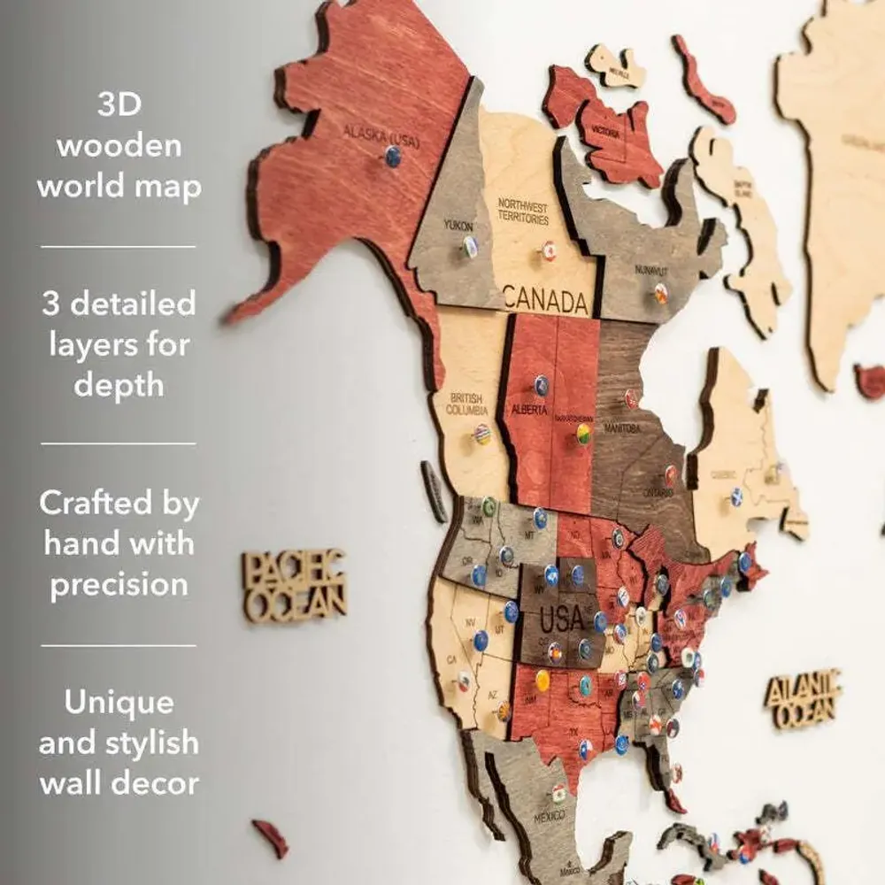 Autres décorations murales - Carte du Monde en Bois 3D Prime Fusion L - ENJOY THE WOOD