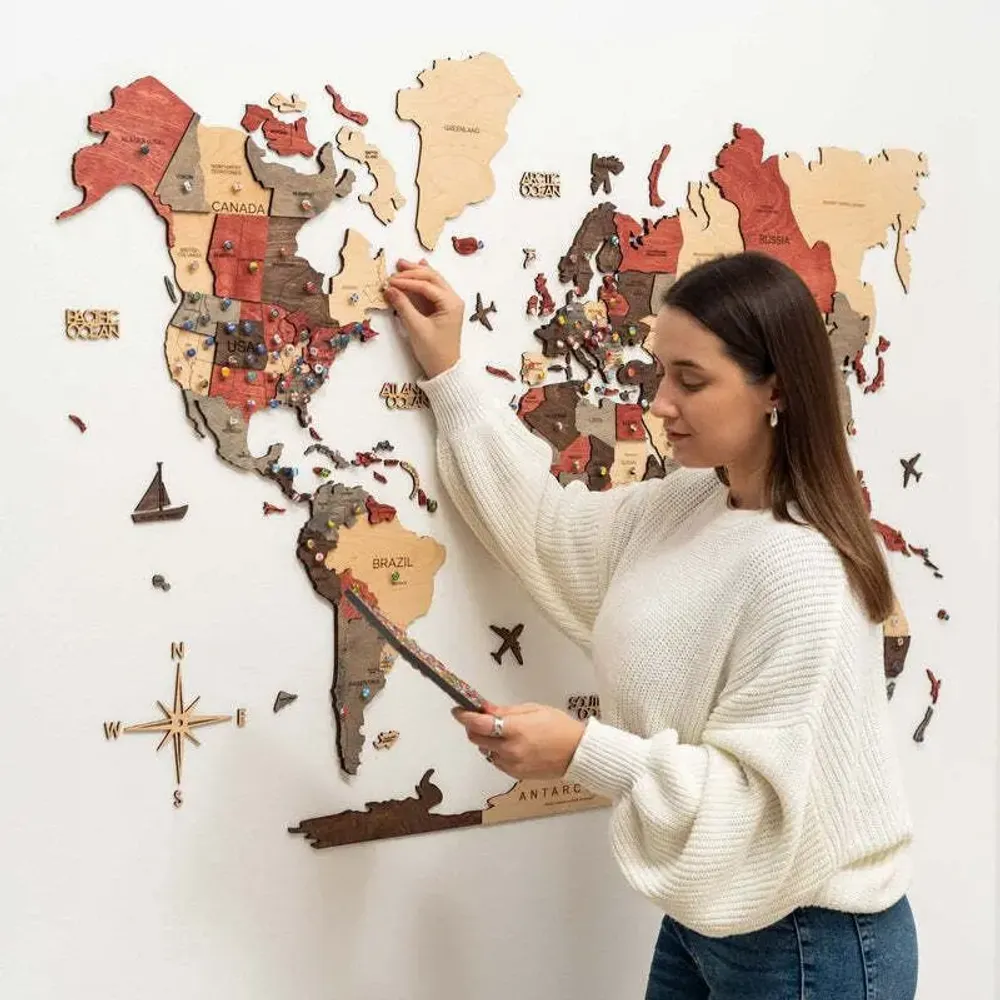 Other wall decoration - 3D Wooden World Map Prime Fusion M - ENJOY THE WOOD