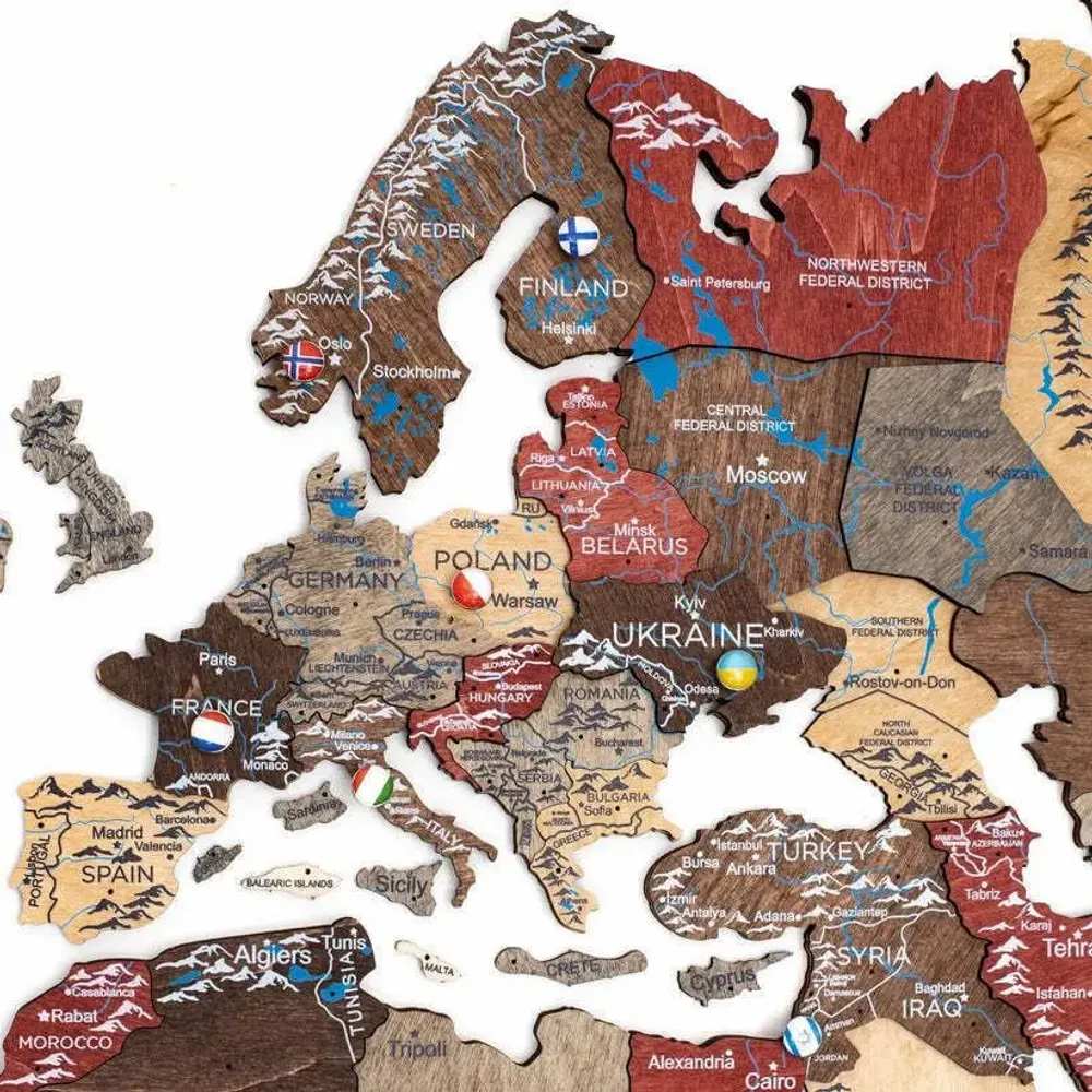 Autres décorations murales - Carte du Monde en Bois 3D Prime Plus Fusion L - ENJOY THE WOOD