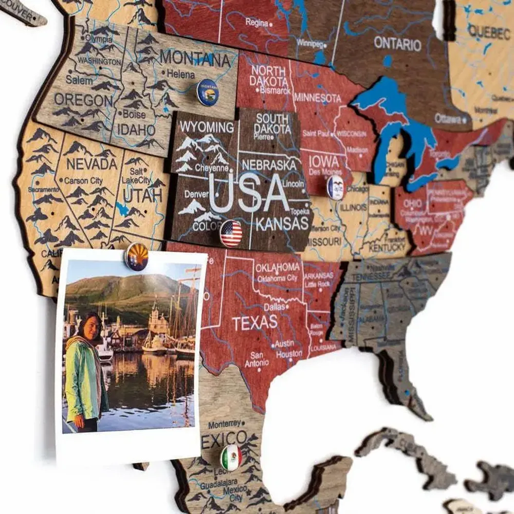 Autres décorations murales - Carte du Monde en Bois 3D Prime Plus Fusion L - ENJOY THE WOOD