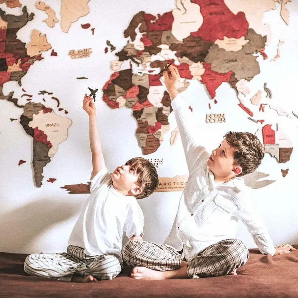 Autres décorations murales - Carte du Monde en Bois 3D Prime Plus Fusion 3XL - ENJOY THE WOOD