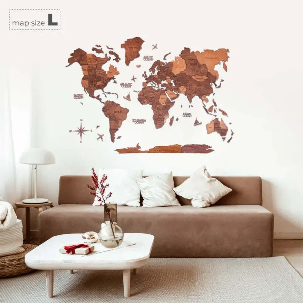 Other wall decoration - 3D Wooden World Map Prime Oak XL - ENJOY THE WOOD