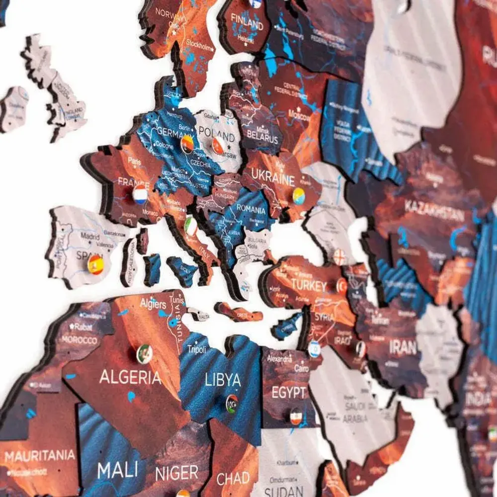 Autres décorations murales - Carte du monde en bois 3D Prime Plus Dune XL - ENJOY THE WOOD