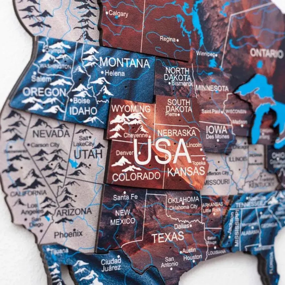 Other wall decoration - 3D Wooden World Map Prime Plus Dune M - ENJOY THE WOOD