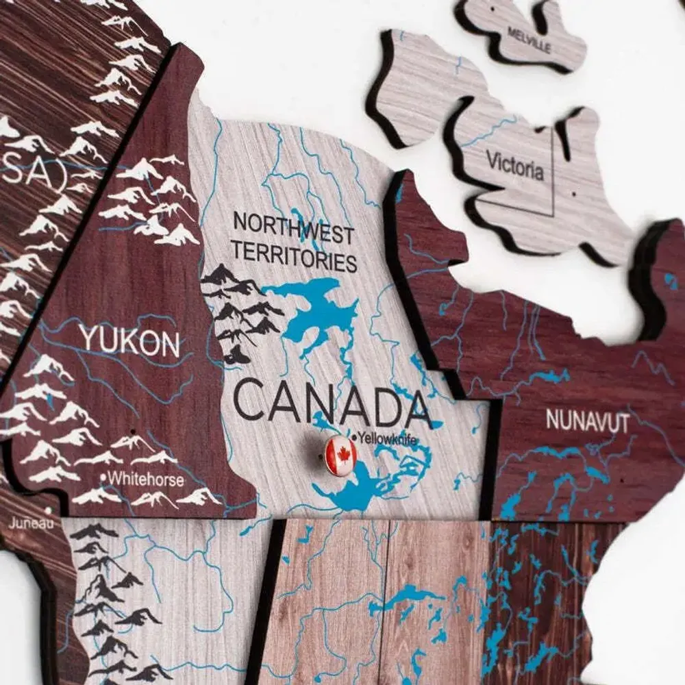 Autres décorations murales - Carte du monde en bois 3D Prime Cappuccino M - ENJOY THE WOOD