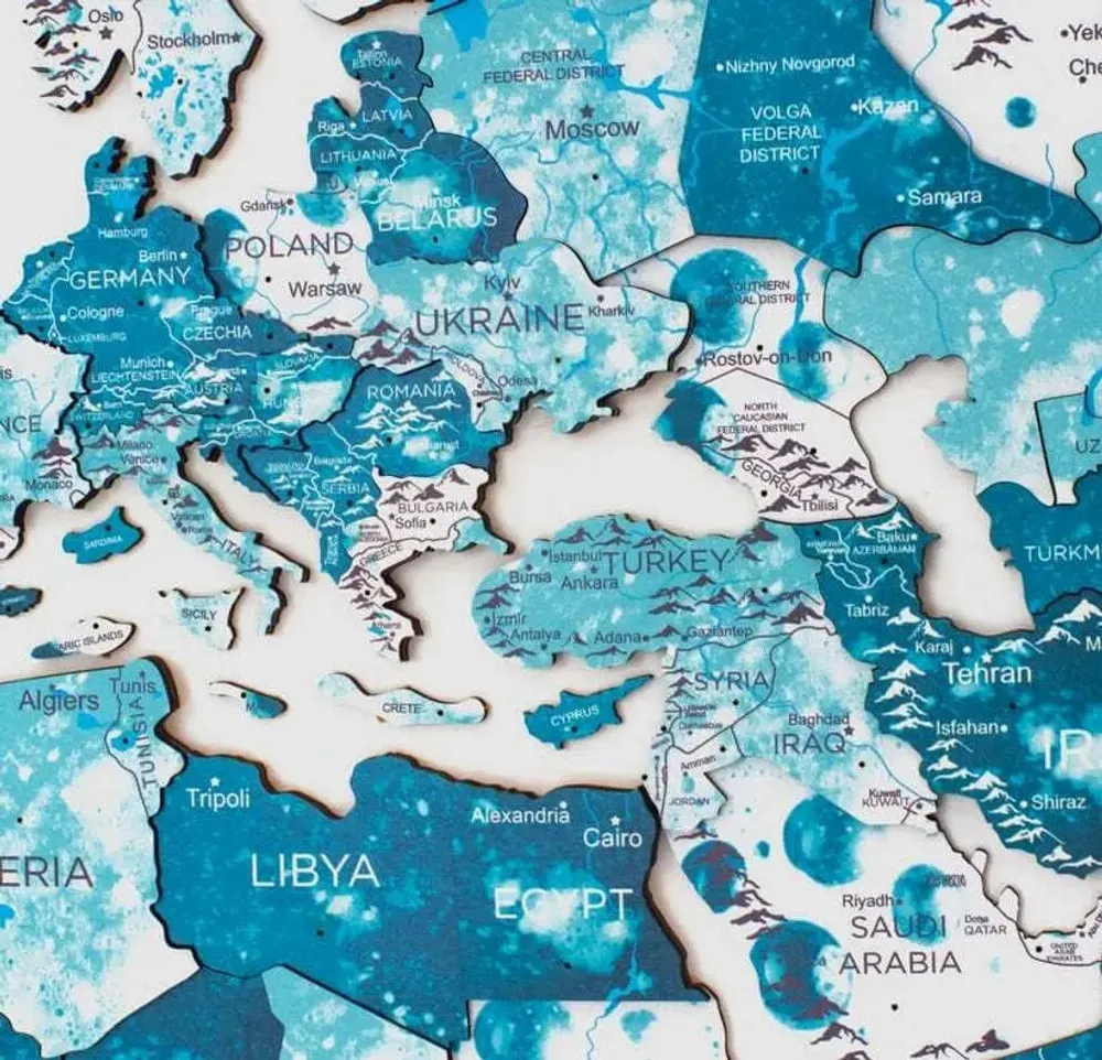 Autres décorations murales - Carte du monde en bois 3D Prime Plus Aurora 2XL - ENJOY THE WOOD