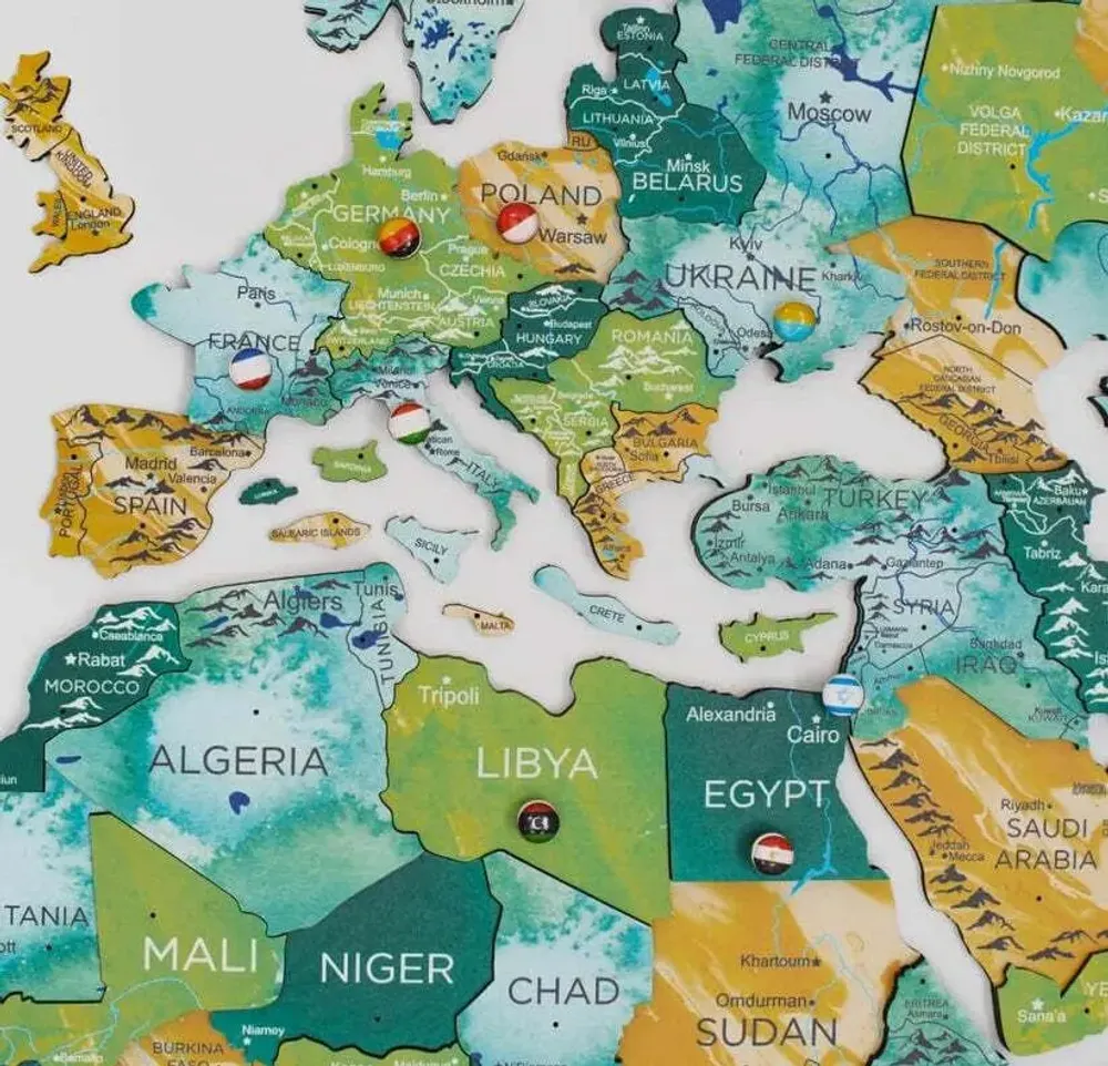 Other wall decoration - 3D Wooden World Map Prime Plus Surface 3XL - ENJOY THE WOOD