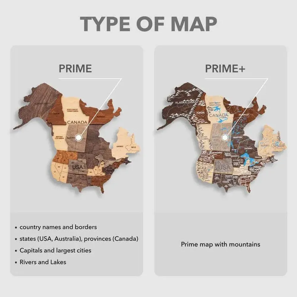 Other wall decoration - 3D LED Wooden World Map 3.0 Prime Plus Multicolor 3XL EU Right - ENJOY THE WOOD