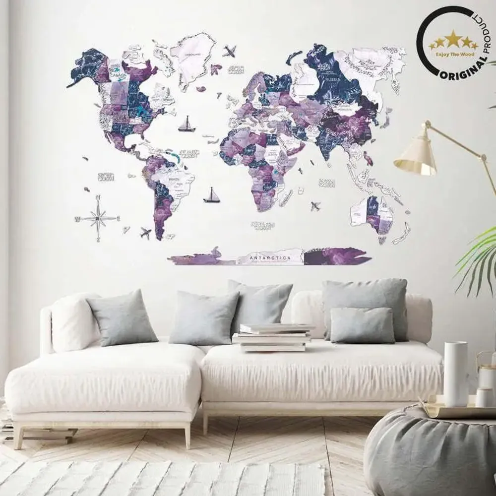 Other wall decoration - 3D Wooden World Map Prime Milky Way M - ENJOY THE WOOD