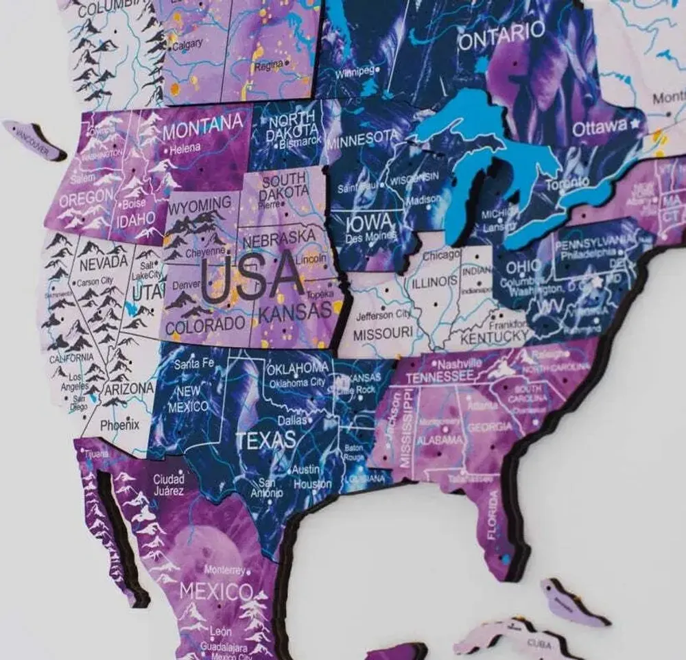 Other wall decoration - 3D Wooden World Map Prime Plus Milky Way 3XL - ENJOY THE WOOD