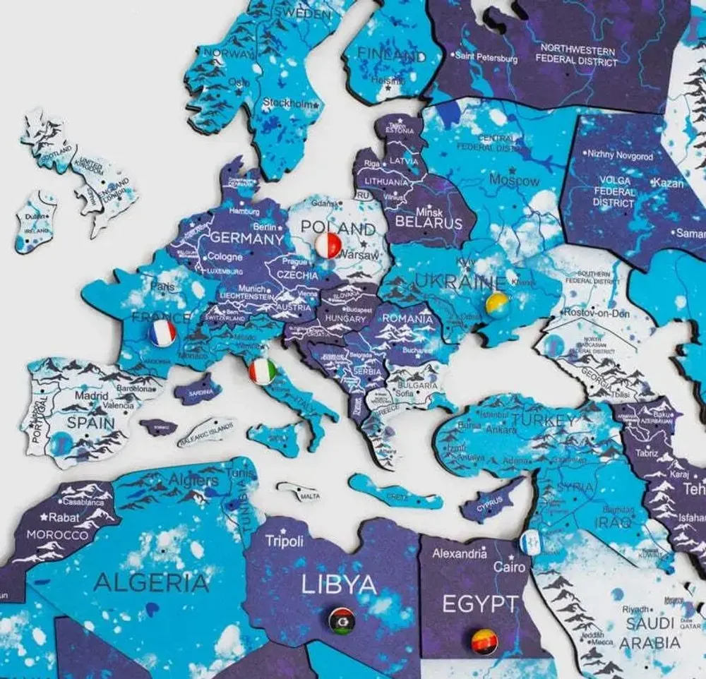 Autres décorations murales - Carte du monde en bois 3D Prime Plus Océan XL - ENJOY THE WOOD