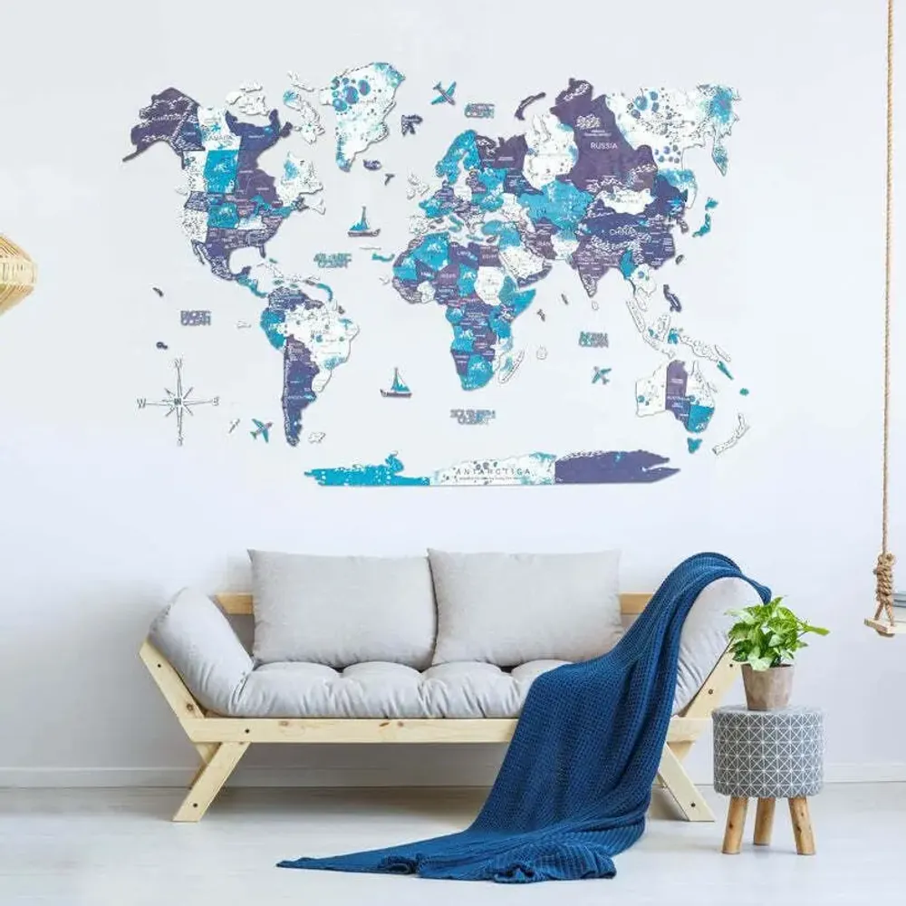 Other wall decoration - 3D Wooden World Map Prime Ocean M - ENJOY THE WOOD