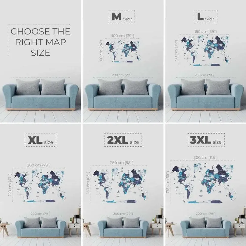 Autres décorations murales - Carte du monde en bois 3D Prime Plus Océan 3XL - ENJOY THE WOOD