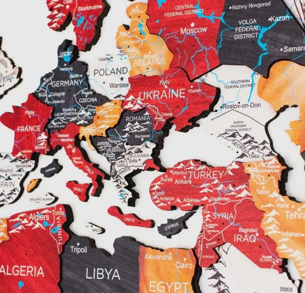 Autres décorations murales - Carte du Monde en Bois 3D Prime Onyx L - ENJOY THE WOOD