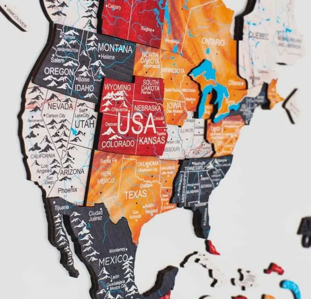 Autres décorations murales - Carte du Monde en Bois 3D Prime Plus Onyx M - ENJOY THE WOOD