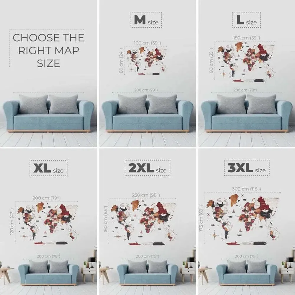 Autres décorations murales - Carte du Monde en Bois 3D Prime Plus Onyx M - ENJOY THE WOOD