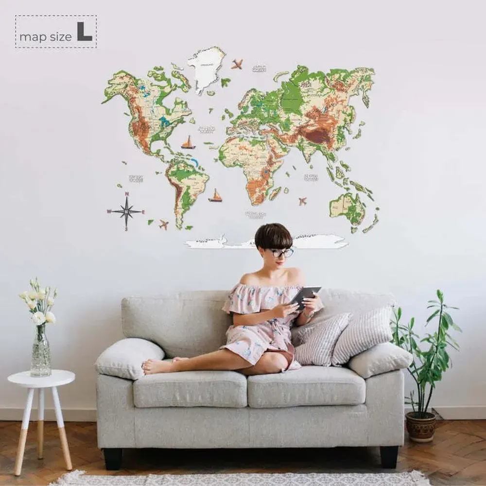 Other wall decoration - 3D Wooden World Map Prime Plus Physical L - ENJOY THE WOOD