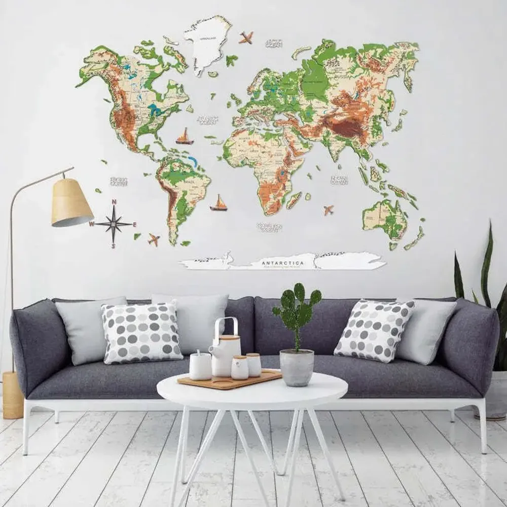 Other wall decoration - 3D Wooden World Map Prime Plus Physical 3XL - ENJOY THE WOOD