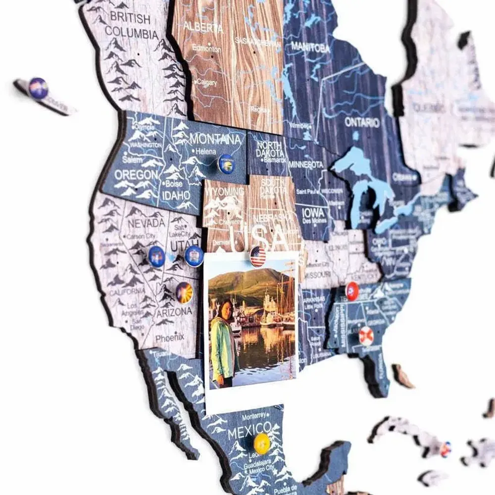 Autres décorations murales - Carte du Monde en Bois 3D Prime Plus Mystery M - ENJOY THE WOOD