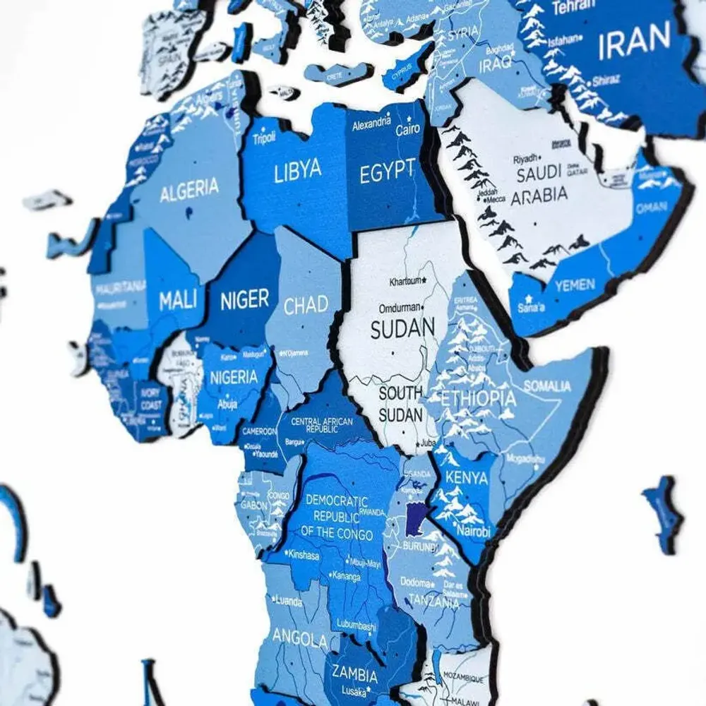 Other wall decoration - 3D Wooden World Map Prime Plus Azure 3XL - ENJOY THE WOOD