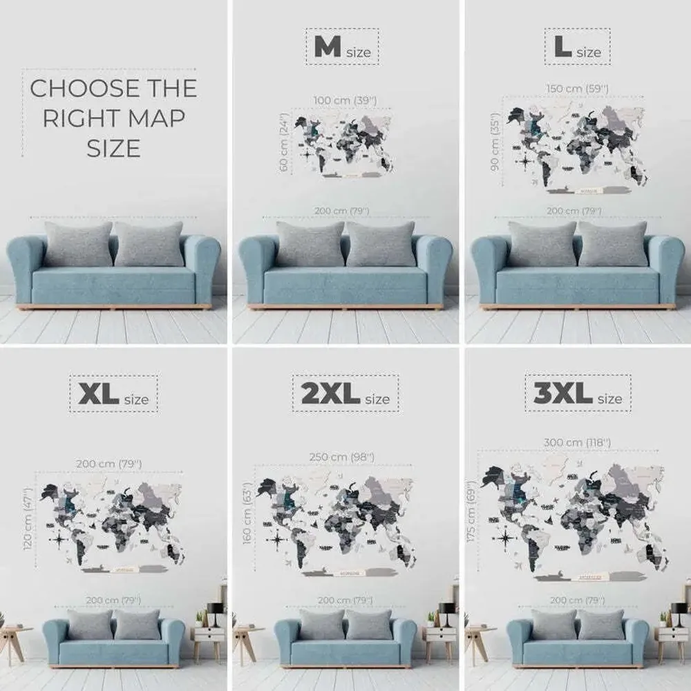 Autres décorations murales - Carte du Monde en Bois 3D Prime Plus Nordik XL - ENJOY THE WOOD