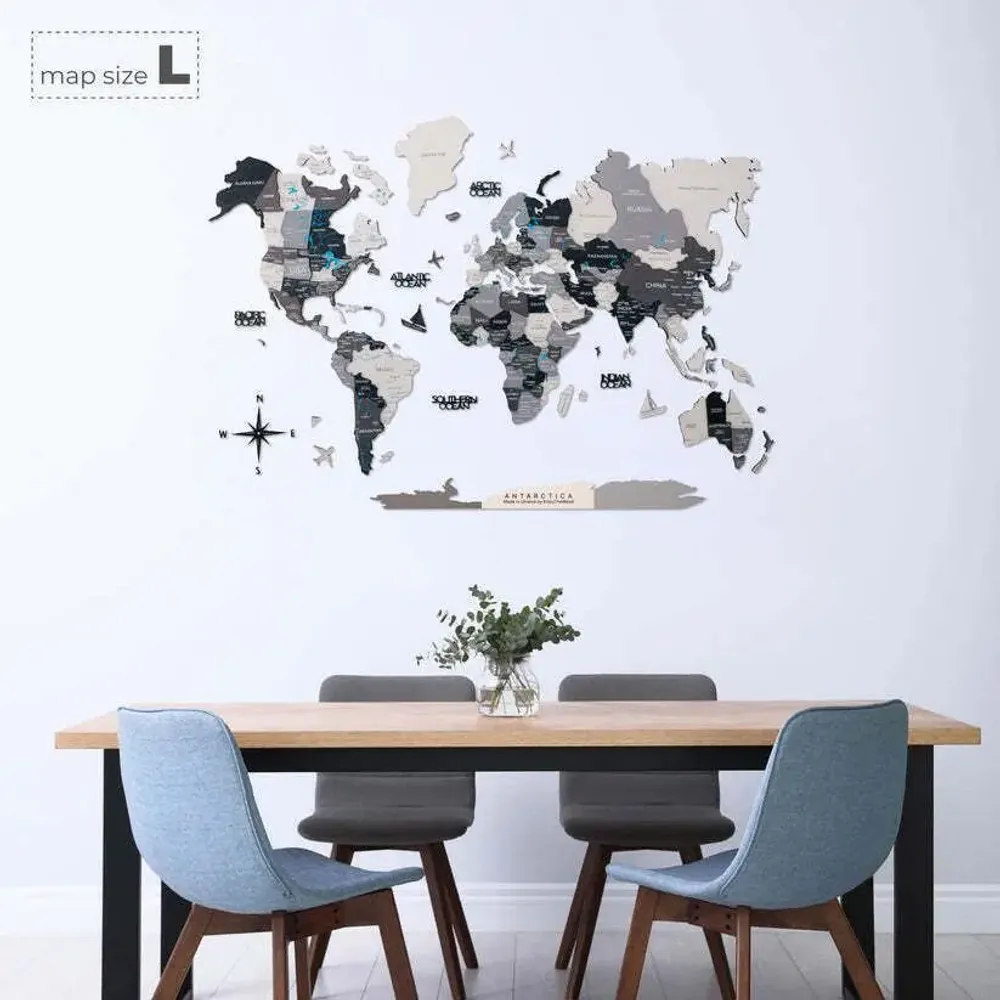 Other wall decoration - 3D Wooden World Map Prime Plus Nordik M - ENJOY THE WOOD