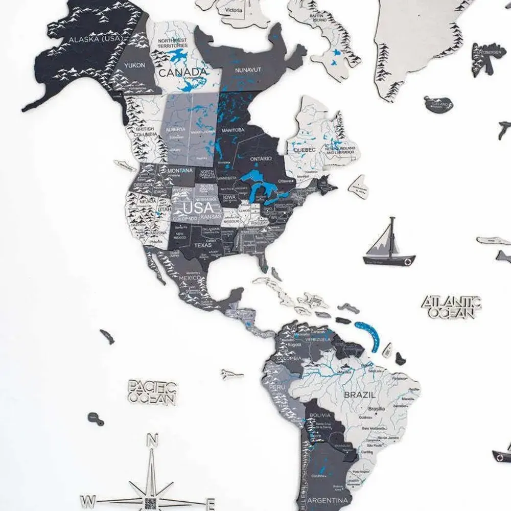 Other wall decoration - 3D Wooden World Map Prime Nordik XL - ENJOY THE WOOD