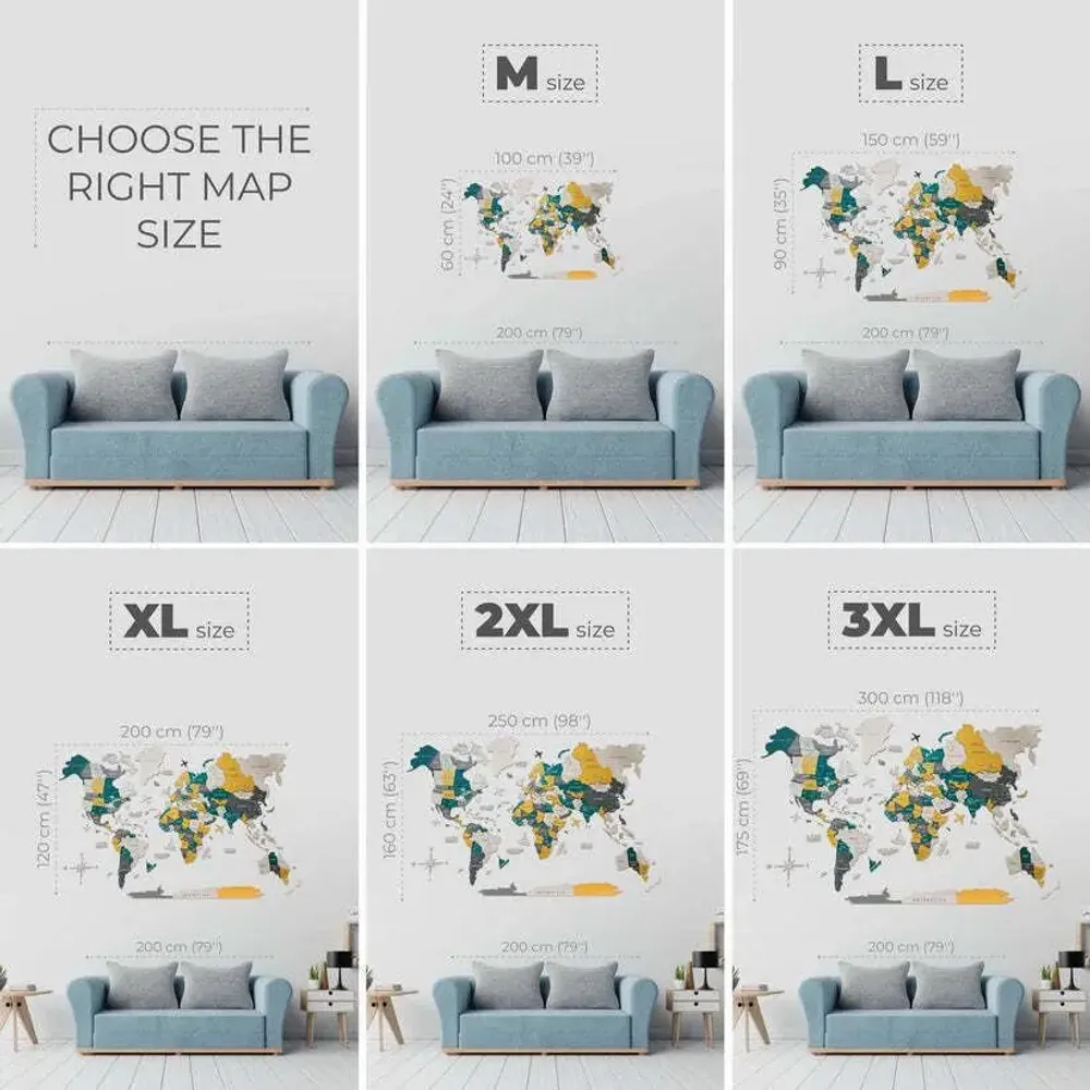 Autres décorations murales - Carte du Monde en Bois 3D Prime Country 3XL - ENJOY THE WOOD