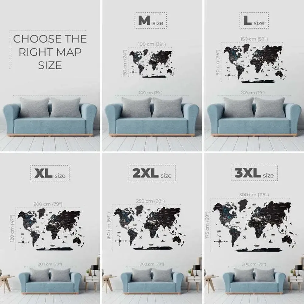 Autres décorations murales - Carte du Monde en Bois 3D Prime Midnight 2XL - ENJOY THE WOOD