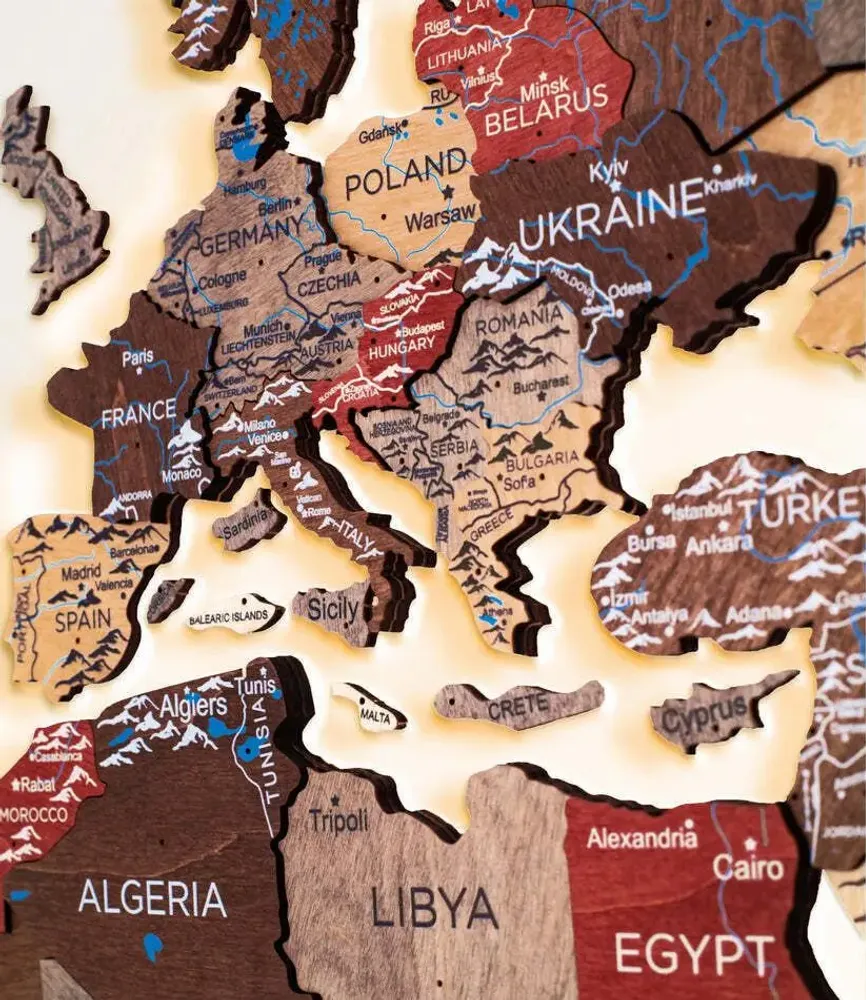 Other wall decoration - 3D LED Wooden World Map 3.0 Prime Plus Fusion M USA Right - ENJOY THE WOOD