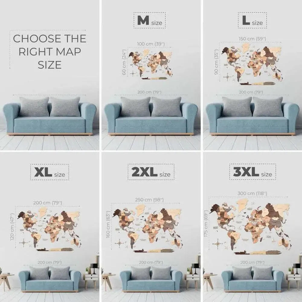 Other wall decoration - 3D LED Wooden World Map 3.0 Prime Plus Smokey L EU Right - ENJOY THE WOOD