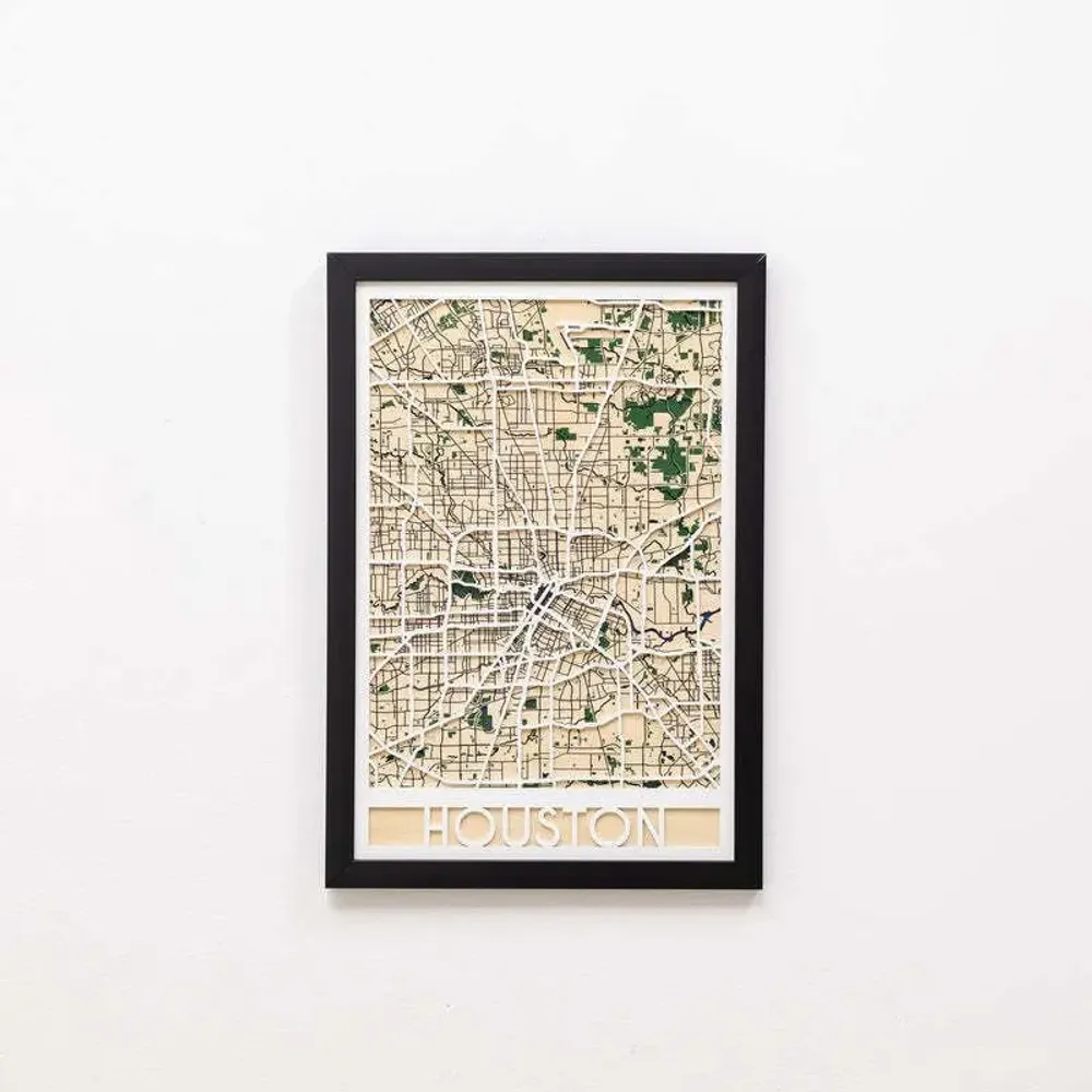 Other wall decoration - 3D City Map 3.0 Houston M White Frame - ENJOY THE WOOD