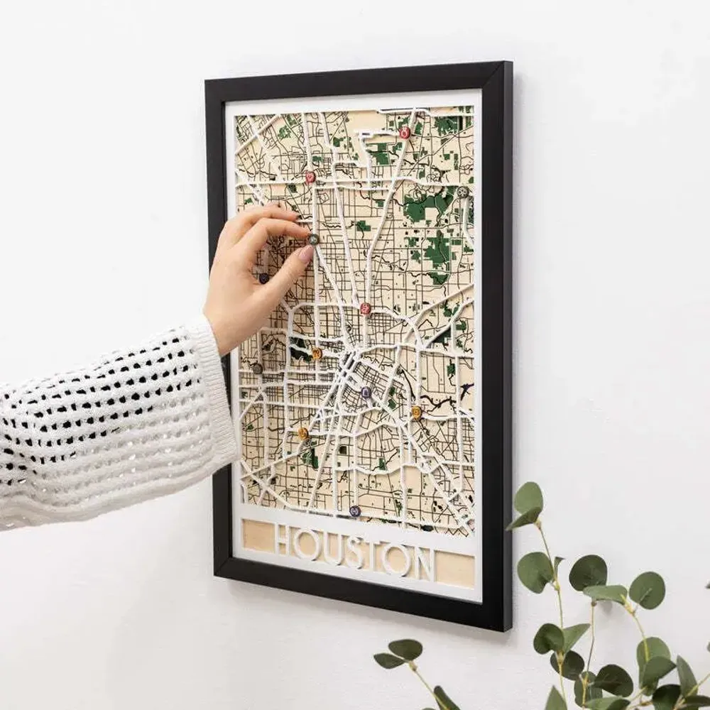 Other wall decoration - 3D City Map 3.0 Houston XL White Frame - ENJOY THE WOOD