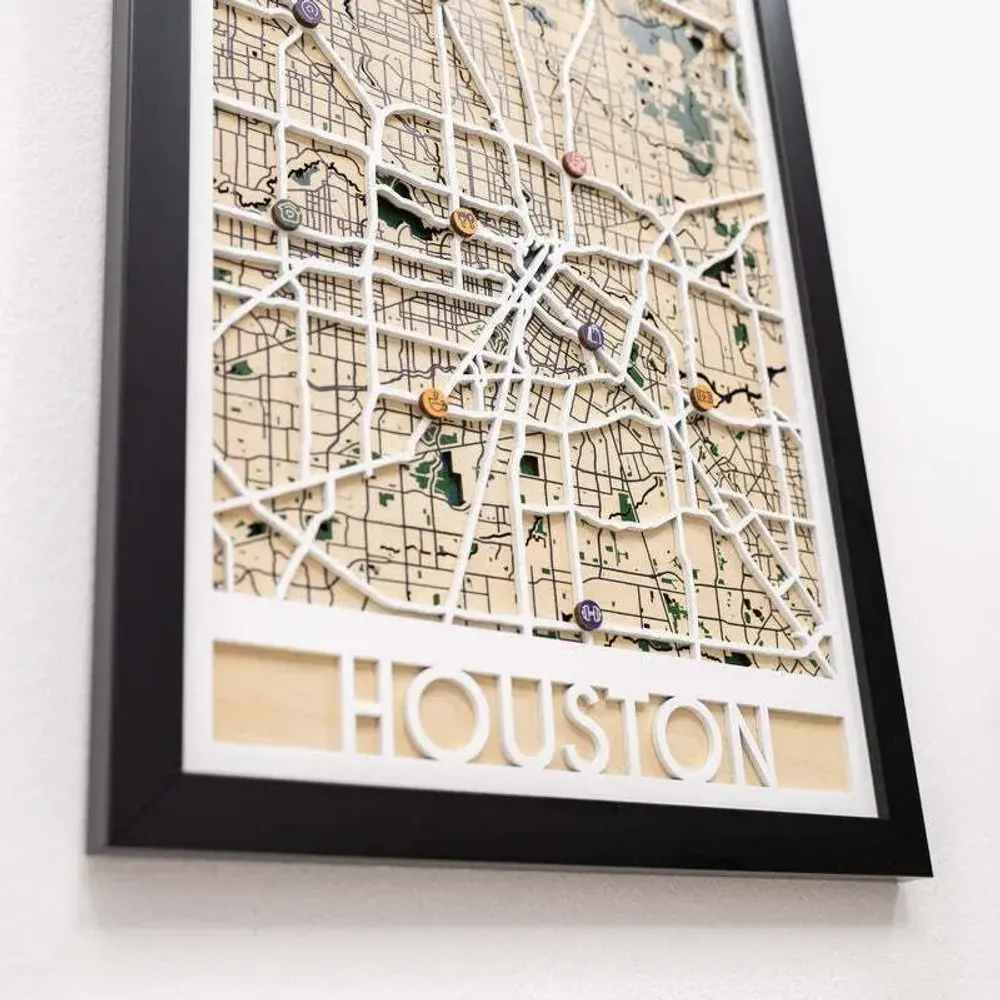 Other wall decoration - 3D City Map 3.0 Houston XL White Frame - ENJOY THE WOOD